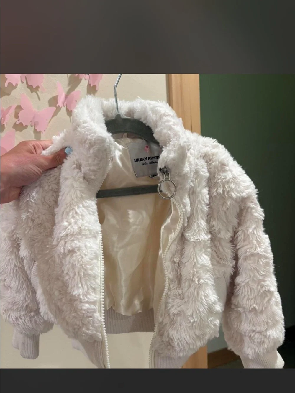 Urban Republic Cream Plush Faux-Fur Puffer Jacket for Kids